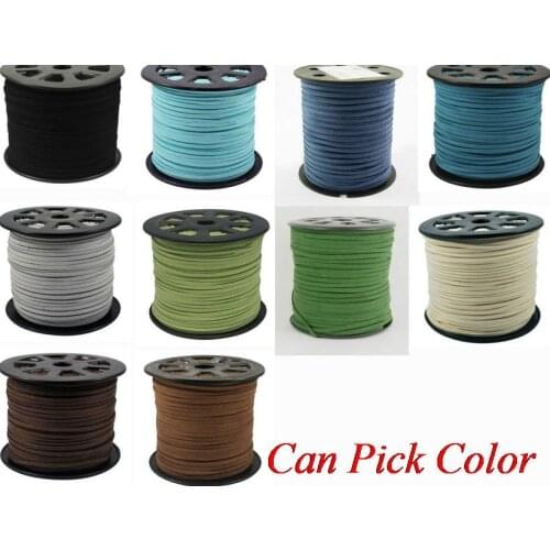 Tg43 new jewelry osng 3mm x1.5mm 100 meter black brown Faux Flat Suede velvet Lace Leather Cord Jewelry DIY Rope