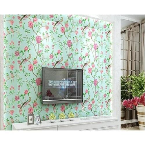 Beibehang Chinese pastoral non - woven 3d wallpaper stereo TV background wall Chinese wind bird wallpaper papel de parede tapety