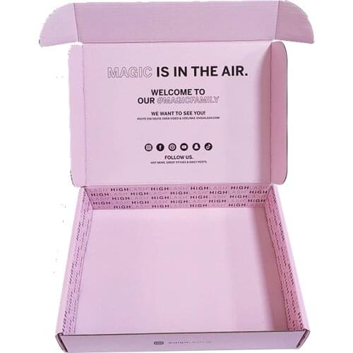 Wholesale Custom Printed Mailer Shipping Carton Paper Corrugated Pink Box Foldable Postal Delivery Tuck End Corrugated Paper Box