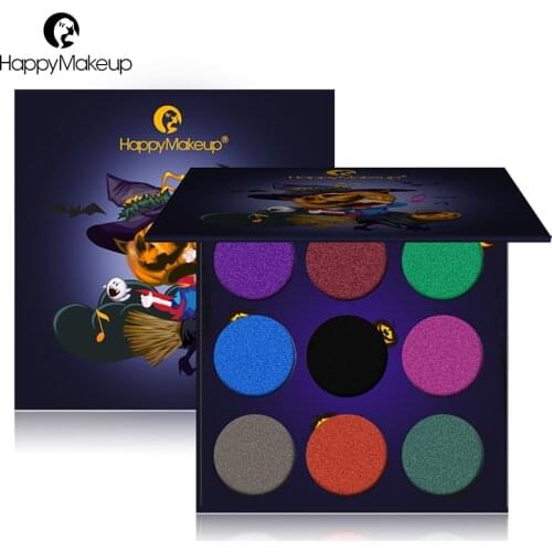 Happy Makeup 9 Colors Halloween Makeup Eyeshadow Palette Matte Shimmer Waterproof Nude Mineral Cosmetic Eye Shadow Palette Gift