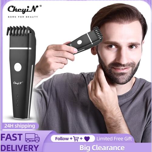 CkeyiN Rechargeable Hair Cut Titanium Ceramic Blade Head Electric Beard Trimmer Adjustable Comb Haircut Machine Hair Cutting
