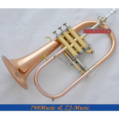 Professional Rose Brass Flugelhorn Abalone Shell Amado Key Engraving Bell New Case