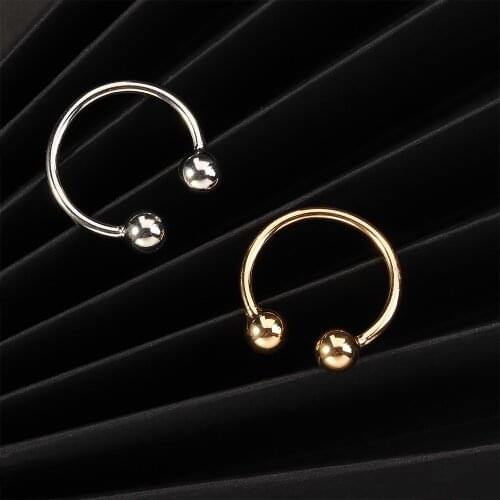 Adjustable Gold & Silver Color Geometric Double Ball Rings for Women Open Knuckle Joint Beads Ring