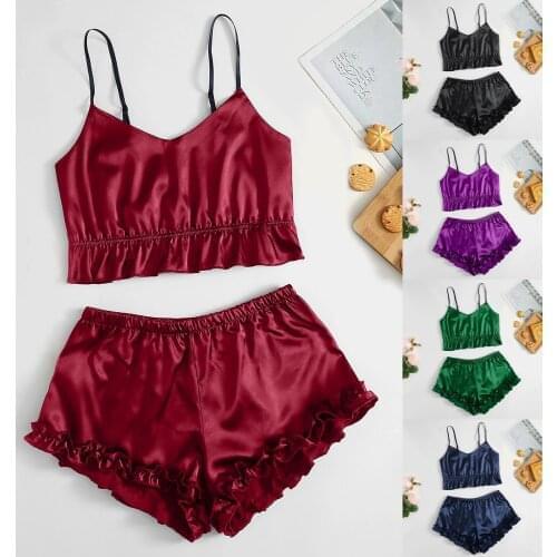 Sexy Erotic Lingerie Lace Underwear Silk Pajamas Soft Sleepwear Female Babydoll Pyjamas Pants Set pijamas pyjama femme pijama