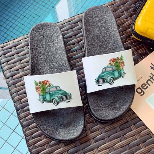 Old Bikes Print Romantic Vintage Bicycle Flower Slippers Women Summer Beach Fashion Open Toe Fashion Home Shoes ladies