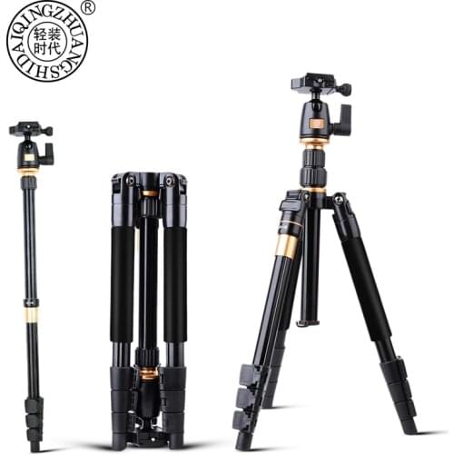 Camera Tripod QZSD Q555 Aluminium Alloy Camera Video Monopod Professional Extendable Tripod With Quick Release Plate Stand