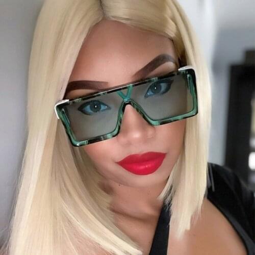 Popular Candy Green Square Sunglasses Women Mens Driving Sunglasses Oversized Rectangular Sun Glasses Unisex Face-lift Shades