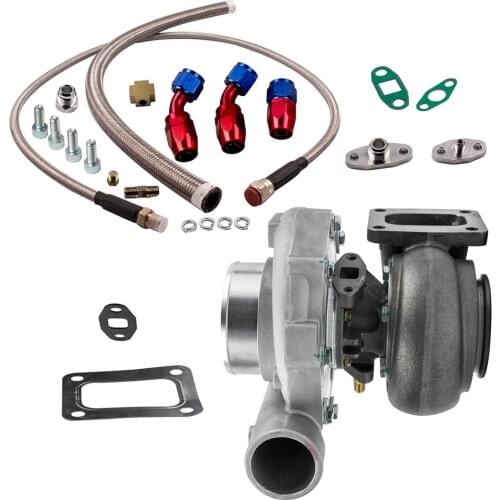 T76 Universal T4 Flange Turbocharger T4 + Oil Return/Feed Line Power Up 600-1000HP Floating Bearing