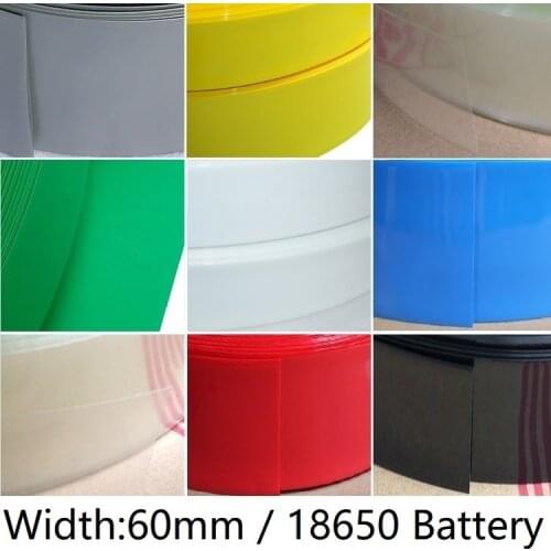 Width 60mm PVC Heat Shrink Tube Dia 38mm Lithium Battery 18650 Pack Insulated Film Wrap Protection Case Pack Wire Cable Sleeve