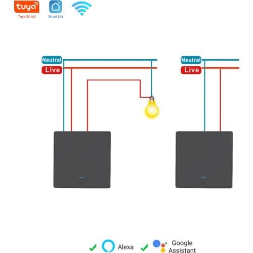 Tuya WiFi Smart Switch 2-Way Wall Panel for Smart Home APP Remote Control EU UK Standard Work with Alexa Google Home 1/2/3 Gang
