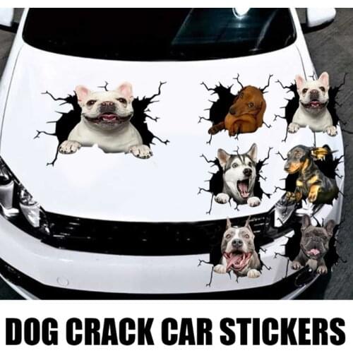 Funny dog in the crack Vinyl Car Stickers Decals Motorcycle Accessories Car-Window Decorative Goods PVC Decorative