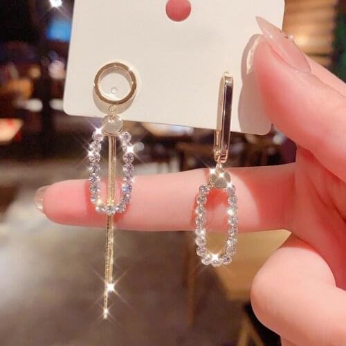 Vintage Gold Color Bar Long Thread Tassel Drop Earrings For Women Glossy Arc Geometric Korean Fashion Earrings Jewelry Hanging