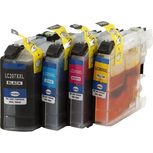 XIMO 4PK Compatible Ink Cartridge for Brother LC207BK LC205C LC205M LC205Y 1BK,1C,1M,1Y,free shipping
