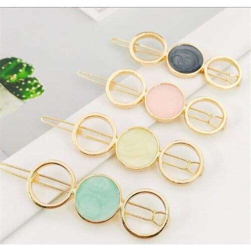Korean Round Star Hair Clips for Women Vintage Geometric Alloy Hairband Elegant Girls Bang Hairgrip Barrette Hair Accessories