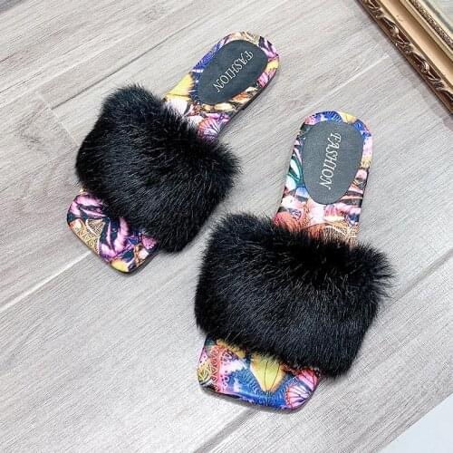 2020 New Arrival Women Summer Slippers Outdoor&indoor Fashion Fur Colorful Slippers Holidays Ins Size 35-40