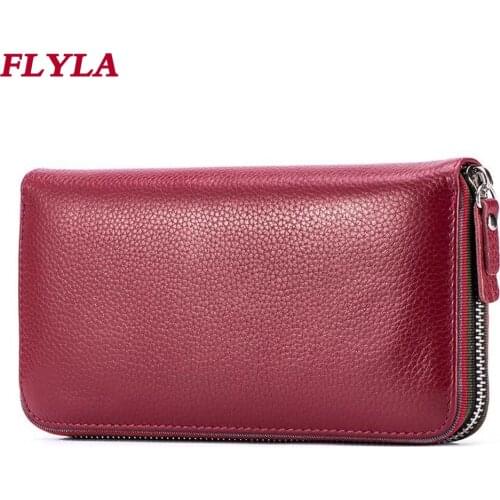 Genuine Leather Wallet Women 2021 NEW RFID Protection Women Wallet with Credit Card Holder Ladies Luxury Wallet Bag