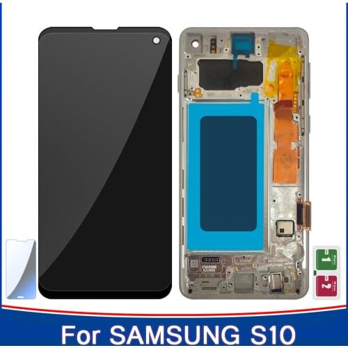 NEW ORIGINAL AMOLED S10 LCD Display For SAMSUNG Galaxy S10 G973F/DS G973F G973 LCD with Frame Touch Screen Digitizer 6.1