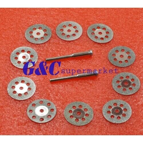 10PCS Mini 22mm Vented Rotary Diamond Cutting Disks+Mandrel Dremel Tools DIY