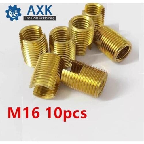 10pcs M16 Self Tapping Thread Insert Screw Bushing M16*M20*22mm 302 Slotted Type Wire Thread Repair Insert Steel With Zinc