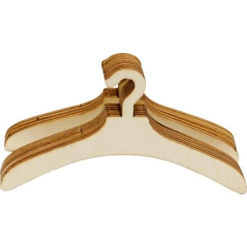 10 Pieces Doll Clothes Hangers Wooden Color For 5inch Fashion Doll Accessory