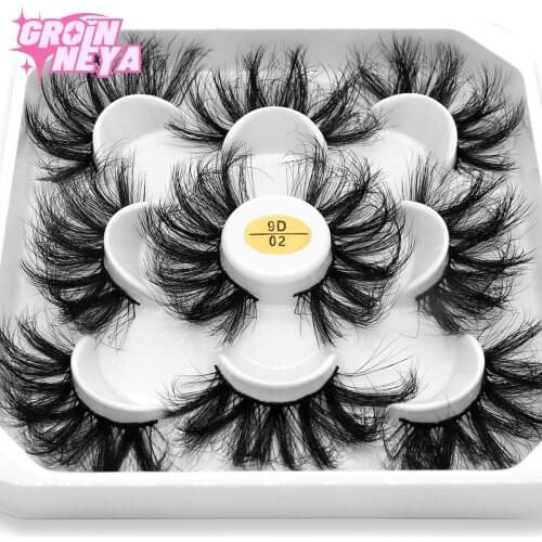 GROINNEYA 5 Pairs Mink Lashes Faux Eyelashes Mink False Eyelashes Dramatic Volume Lashes Eyelash Extension for Makeup