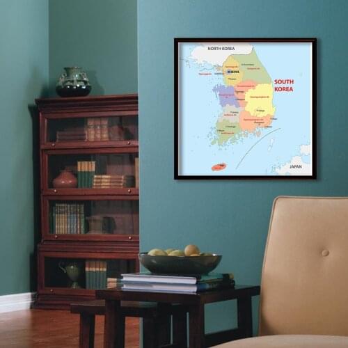 60*60cm Political Map of The Korea Wall Art Poster Decorative Canvas Painting Living Room Home Decoration School Supplies