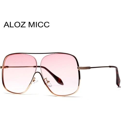 ALOZ MICC New Oversize Square Women Sunglasses Designer Fashion Men Metal Half Frame Sun Glasses UV400 Eyeglasses Q435