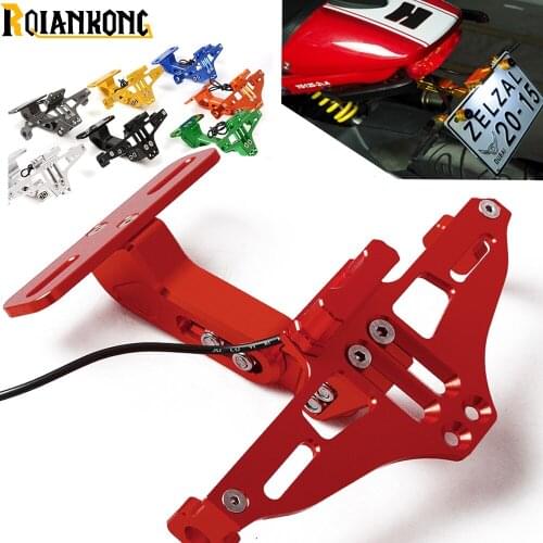 CNC Aluminum Motorcycle Rear License Plate Mount Holder with LED Light For Honda CBR600 CBR 600 F2 F3 F4 F4i CBR1000RR/SP