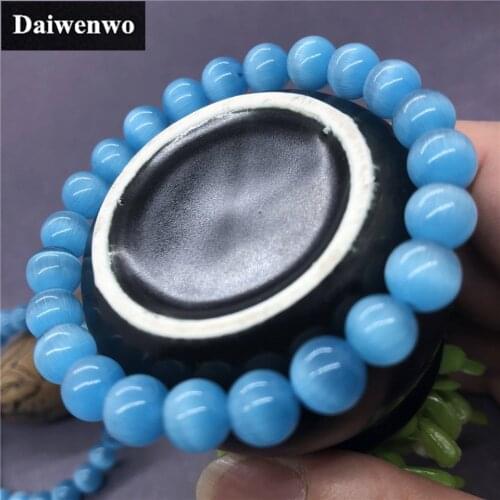 Blue Cat Eye Beads Bracelets Women Lucky Opal Charm Gift Natural Stone 6-12mm
