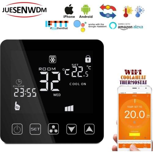 TUYA APP fan coil 4pipe digital programmable room thermostat WIFI with thermostatic valve fan control