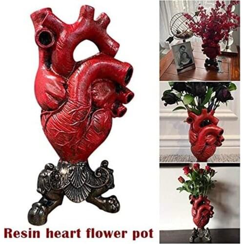 Nordic Style Flower Vase Anatomical Heart Shape Sculpture Desktop Plant Pot For Home Decor Desktop Ornament Flower Pot