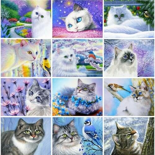 EverShine Diamond Painting Cat Rhinestones Art Diamod Mosaic Animals Cross Stitch Kits Full Square Bead Embroidery Wall Decor