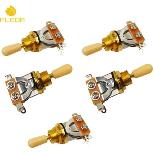 FLEOR 5pcs 3 Way Toggle Switch Guitar Switch Gold Plated with Cream Top for LP Style Guitar
