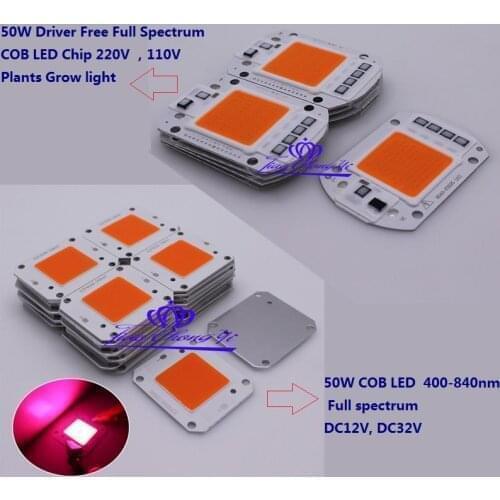 Hot 50W 220V 110V 380-840NM LED COB chip DC12V Full Spectrum LED COB chip DC32V, Integrated Smart IC Driver Integrated Smart IC