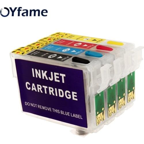 OYfame 4 Colors T1281-T1284 Refillable Ink Cartridge For Epson Stylus S22 SX125 SX420W SX425W BX305F Printer With ARC Chip