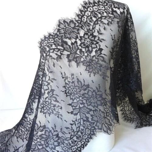 TOOGOOD 3 Meters White/Black French Chantilly Eyelash Lace Fabric For wedding lace Bridal Dress