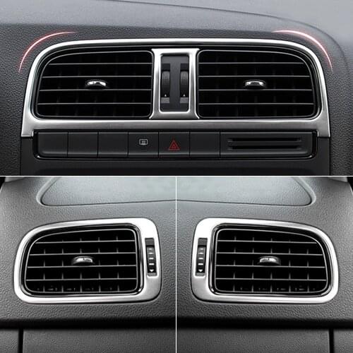 6pcs/set Stainless Steel Central air outlet Cover Car-styling For VW Volkswagen Polo 2011-2017 6R Car Accessories