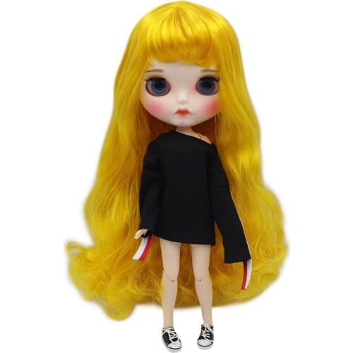 ICY DBS Blyth doll 1/6 bjd long bright yellow curly hair and whith skin matte face joint body BL3038