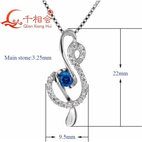 Cubic zircon musical note pendant with 925 sliver chain necklace for jewelry