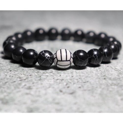 Minimalist 10mm Beads Bracelet For Man Women Creative Volleyball Baseball Strand Brazalete Cool Biker Jewelry Accessories Gift