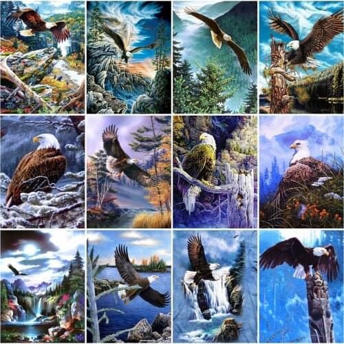 AZQSD Full Drill Diamond Art Painting Eagle Cross Stitch Kits Rhinestone Diamond Embroidery Animal Mosaic Handicraft Home Decor