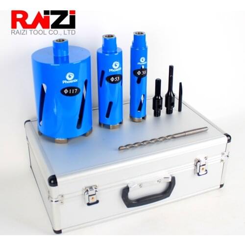 Raizi M16 Concrete Diamond Core Drill Bit Kit Wall Tap Water Heater Air Condition 38/53/117 mm Concrete Core Bits Drilling Tool