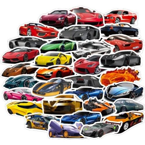 10/30/50PCS Mixed Fashion Sports Car Stickers DIY Bike Luggage Guitar Laptop Waterproof Classic Child Toy Cool Sticker Decal