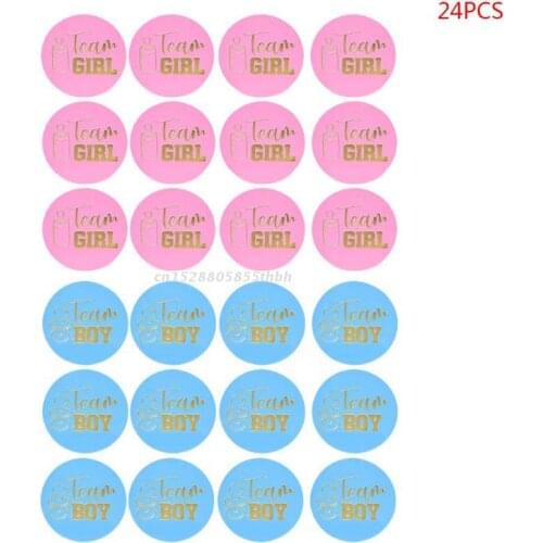 24Pcs Gender Reveal Stickers Team Boy Team Girl Labels Party Creative Decoration