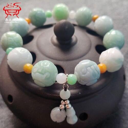 New Natural Emerald Dragon beads Adjustable Bracelet Accessories DIY Handmade Lucky Women Jade Beads Jewelry Female