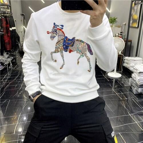 New Design Hot Diamond Pattern Mens Hoodie Trendy Loose Pullover High Quality Fabric Sweatshirt Oversized