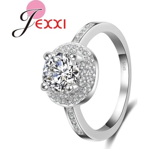 Wholesale Fashion Rings Jewelry Austrian Crystal 925 Sterling Silver Rings For Women Wedding Bridal Bijoux