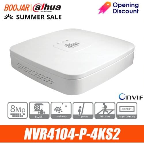 Dahua Original 4K POE NVR NVR4104-P-4KS2 With 4ch PoE H.265 Video Recorder Support ONVIF 2.4 SDK CGI