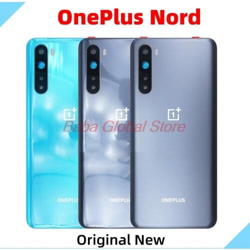 Original Glass Cover For OnePlus Nord Back Battery Cover Door Rear Case For 1+Nord Housing Case With Adhesive Camera Lens