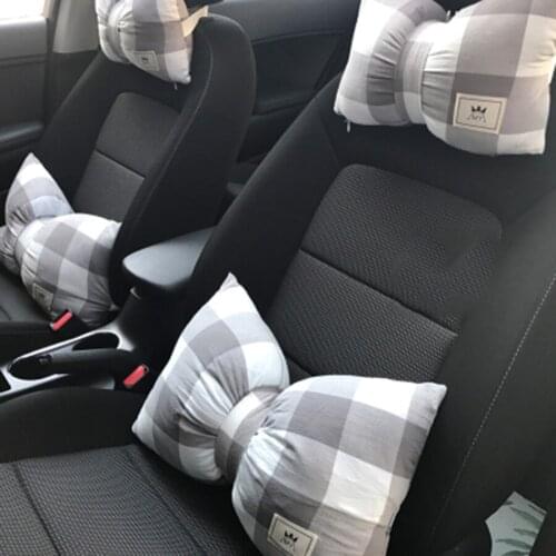 Neck Support Pillow Car Cartoon Stripe Cushion Knot Kawaii Cojines Grises Nudo Cojin Rosa Lumbar Support Pillow For Car 50KOA99